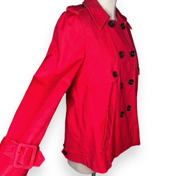 LK BENNETT LONDON Double Breasted Coat Jacket Regal Kate Middleton Pleated Red - Picture 4 of 16